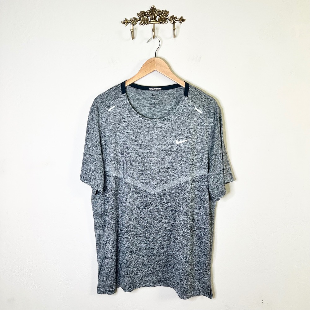 Nike Running Top Dri-FIT Rise 365 Men Size XL Gray Heather Reflective New CZ9184